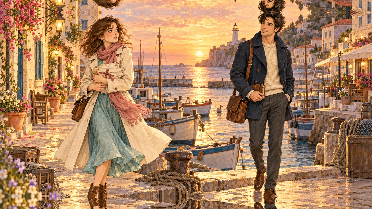 Illustration of “The letters that left the sea” in Watercolor style